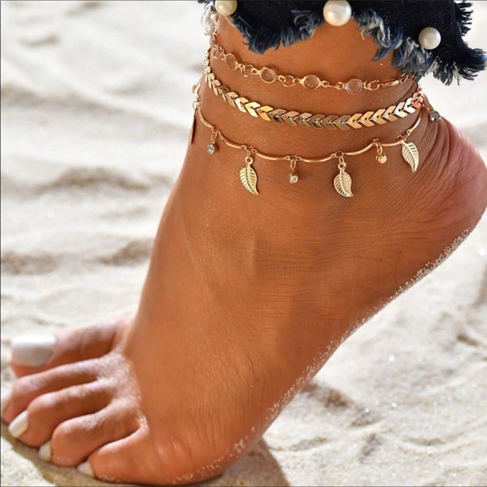 Layered Anklet Bracelet Gold